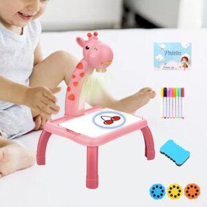 Artistic Learning Desk with LED Projector: Interactive Kids' Painting Board and Educational Craft Table for Girls